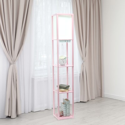 Simple Designs Etagere Organizer 62.5" Floor Lamp with Rectangular Shade, Light Pink (LF1037-LPK-CCLB)