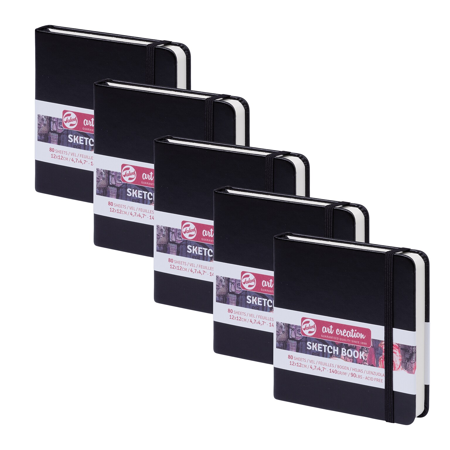 Talens Art Creation 4.7 x 4.7 Sketch Book, 80 Sheets/Book, 5/Bundle (TLN9314004M-5)