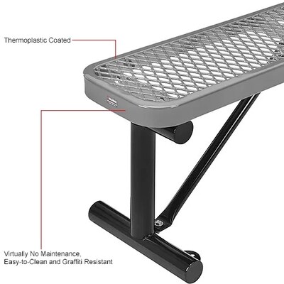 Global Industrial 4' Outdoor Steel Flat Bench, Expanded Metal, Gray (695741GY)