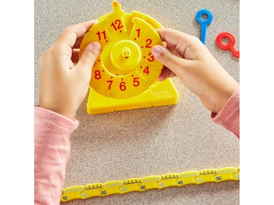 hand2mind NumberLine Clock Mini Student Clock, Yellow, 6/Set (92287)