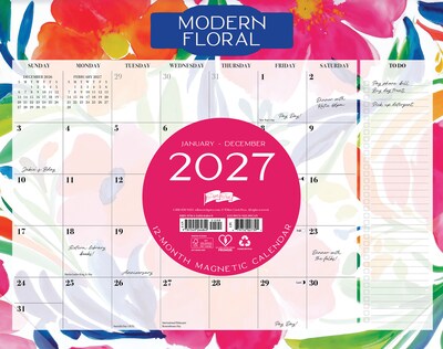 2027 Willow Creek Modern Floral 14.25 x 11.25 Monthly Desk or Wall Calendar, Assorted Colors (64849)