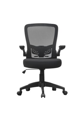 Boss Flip Arm Ergonomic Mesh/Fabric Swivel Task Chair, Black (B6366BK-BK)