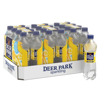 Deer Park Lemon Flavored Sparkling Spring Water, 16.9 oz., 24 Bottles/Carton (12349497/122056)