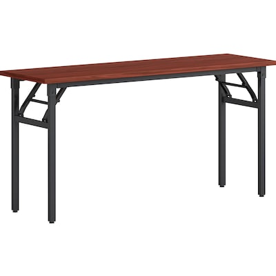 Lorell 60W x 18D Folding Training Table, Melamine, Mahogany (LLR60747)