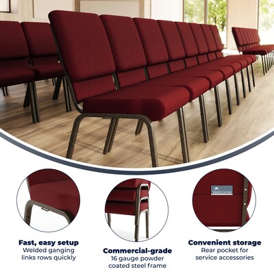 Flash Furniture HERCULES Series Fabric Stacking Church Chair, Burgundy/Gold Vein Frame (XCH60096BY)