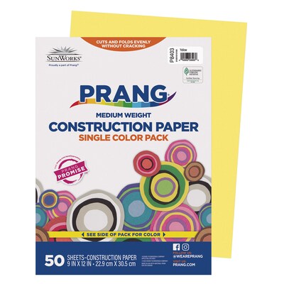 Prang 9 x 12 Construction Paper, Yellow, 50 Sheets/Pack, 10 Packs/Bundle (PAC8403-10)