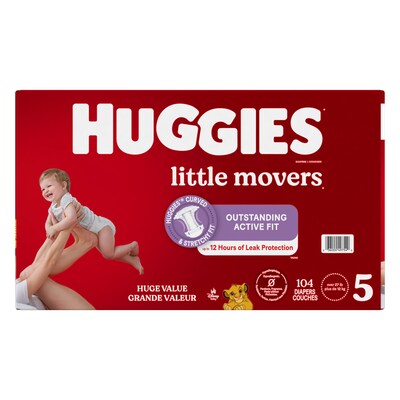 Huggies Little Movers Baby Diapers, Size 5, 104/Carton (49754)