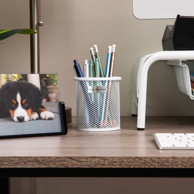Mind Reader Metal Pen and Accessory Holder Desk Organizer, White, 3-Pieces (CLIPMESH3-WHT)