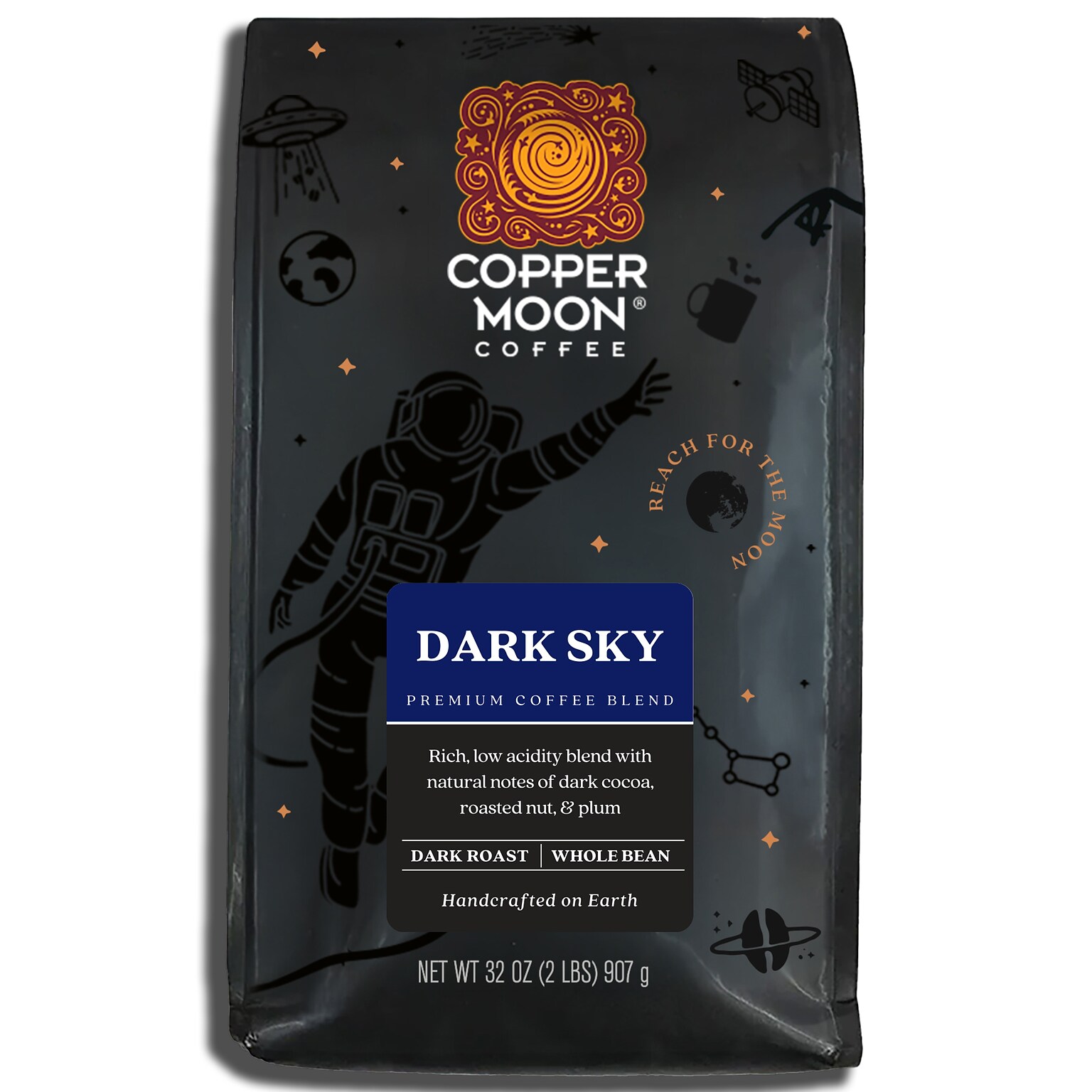 Copper Moon Dark Sky Arabica Beans Coffee, Dark Roast, 32 oz. (260124)