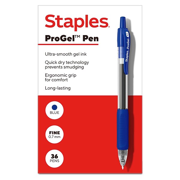 EQWEL　イクウェル　EQペン Staples ProGel™ Retractable Gel Pen, Fine Point, 0.7mm, Blue
