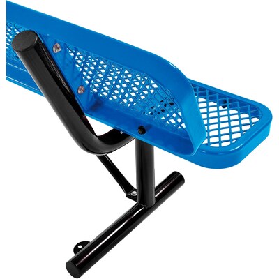 Global Industrial 8' Outdoor Steel Bench w/ Backrest, Expanded Metal, Blue (277155BL)