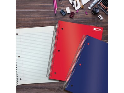Better Office 5-Subject Subject Notebooks, 8.5" x 11", College Ruled, 200 Sheets, 5/Pack (25785-5PK)
