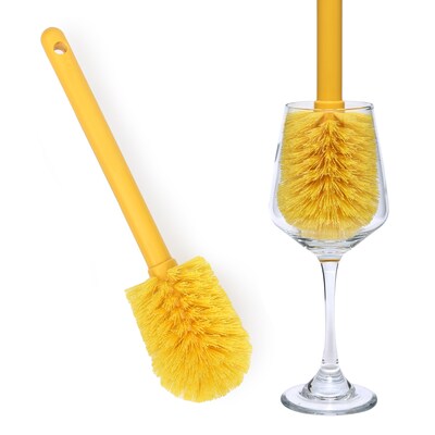 BISON LIFE 4" Polyester Goblet Cleaning Brush, Yellow, 6/Pack (BPKH-CB11-Y-6)