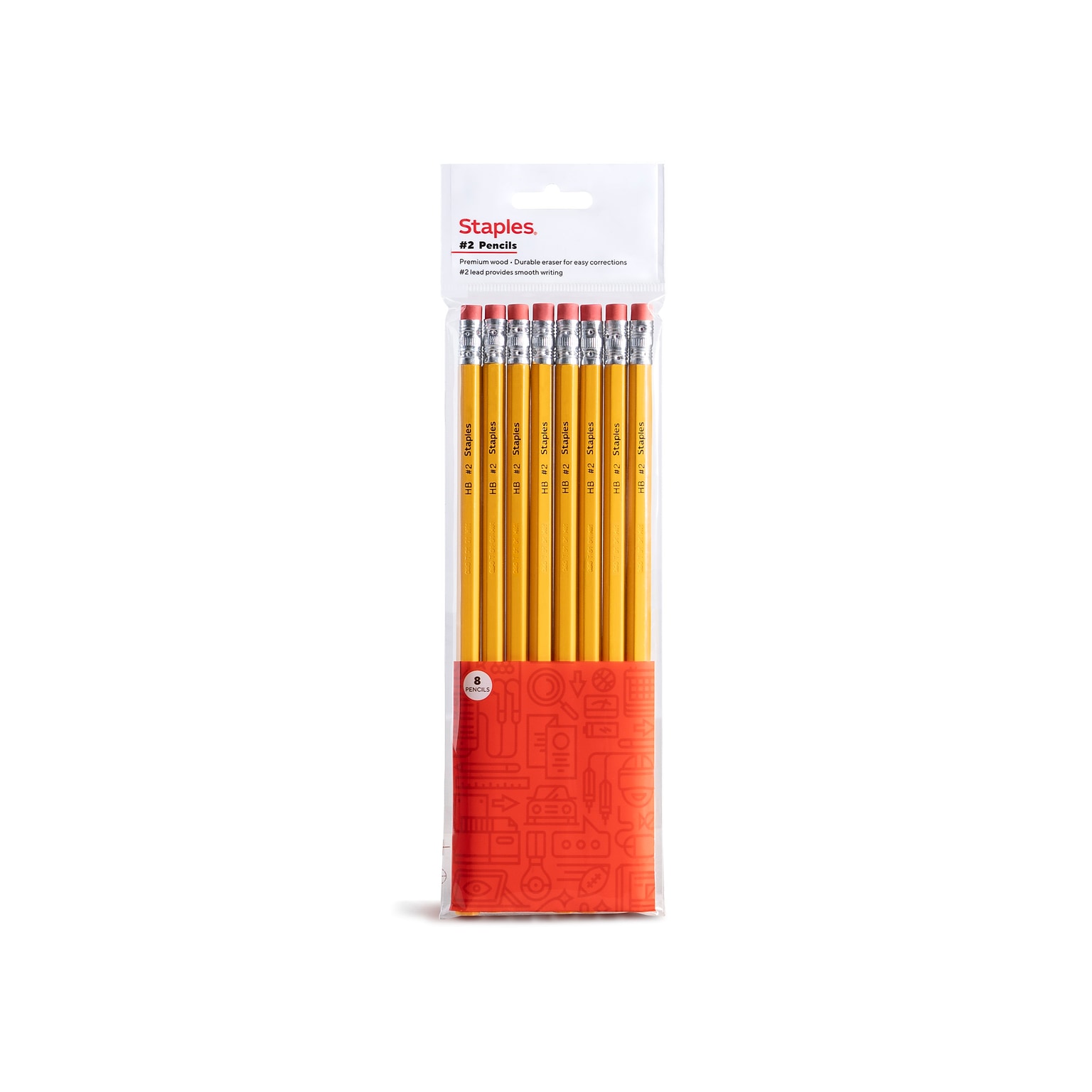 Staples® Wooden Pencil, 2.2mm, #2 Medium Lead, 8/Pack (ST60571-US)