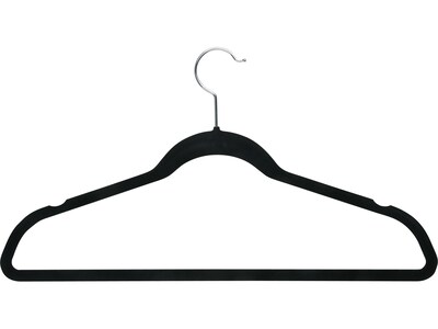 Honey-Can-Do Metal Slim-Profile Nonslip Velvet Hanger, Black, 20/Pack (HNG-09809)