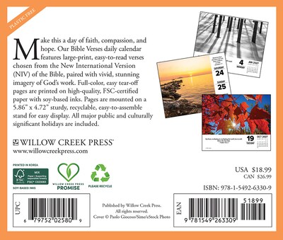 2027 Willow Creek Bible Verses 6.2 x 5.4 Daily Day-to-Day Calendar, Assorted Colors (63309)