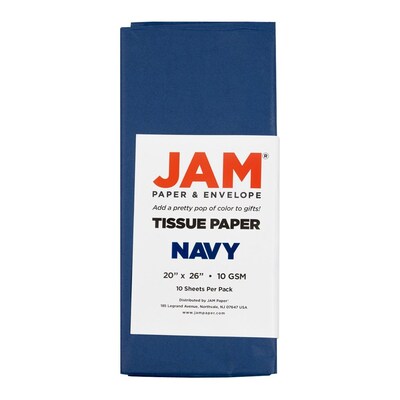 JAM Paper 20 x 26 Tissue Paper, Navy Blue, 20 Sheets/Pack (1152353A)