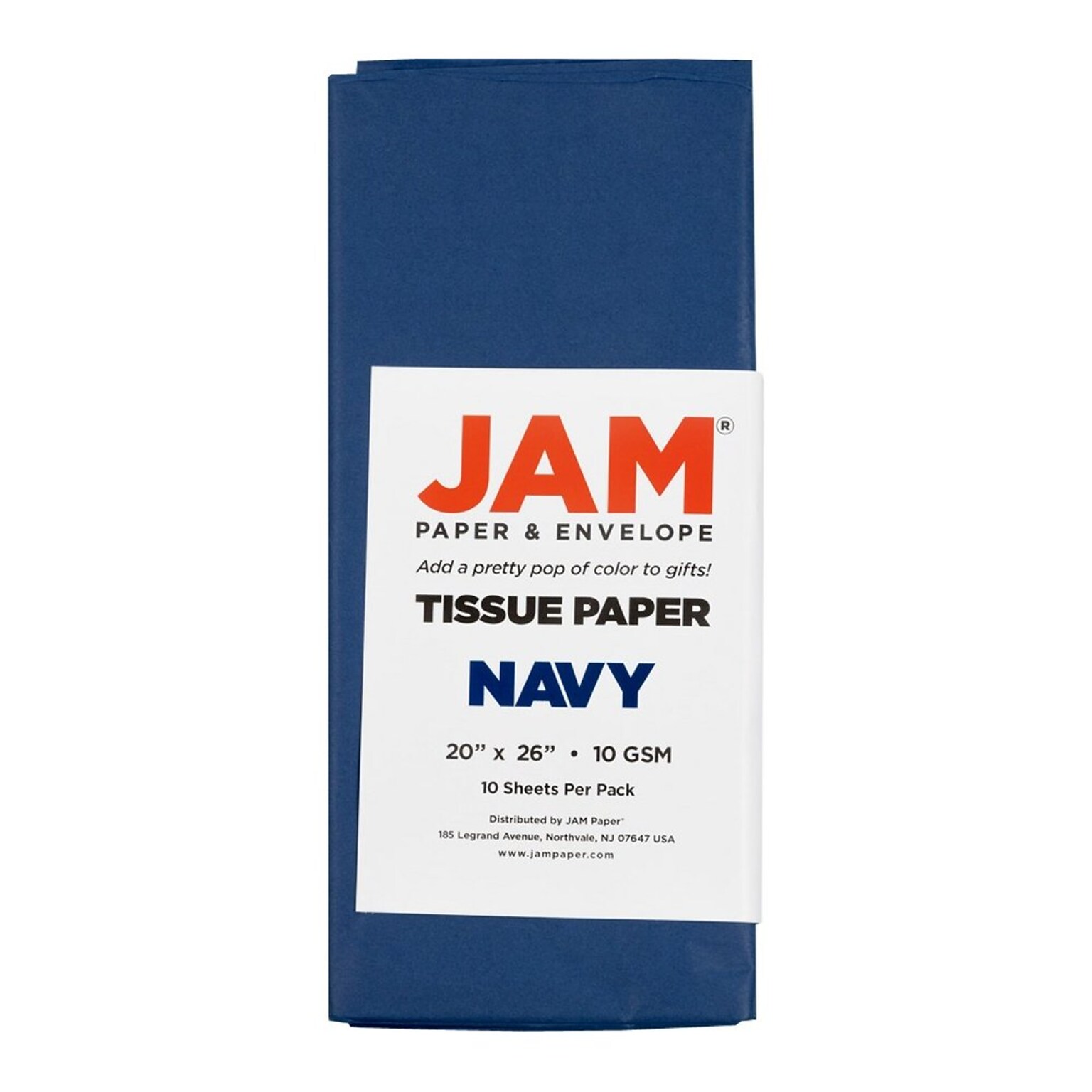 JAM Paper 20 x 26 Tissue Paper, Navy Blue, 20 Sheets/Pack (1152353A)