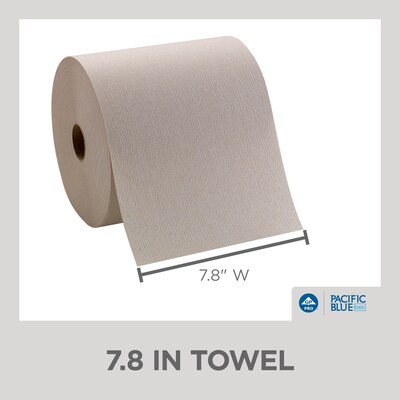 Pacific Blue Basic Recycled Hardwound Paper Towels, 1-ply, 800 ft./Roll, 6 Rolls/Carton (26301)