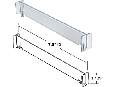 Azar 2.63" x 12" Pegboard 5-Compartment Cosmetic Tray, Clear, 2/Pack (225830-SHORT-CLR-2PK)