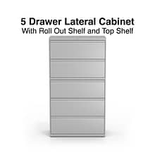 Quill Brand® Commercial 5 File Drawers Lateral File Cabinet, Locking, Gray, Letter/Legal, 36W (2174