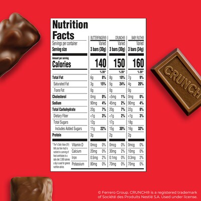 Butterfinger, CRUNCH, and Baby Ruth Assorted Minis Candy Bars, 32.4oz (FEU71526)