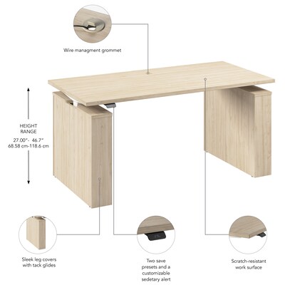Bush Business Furniture Stratus 60"W Electric Rectangular Adjustable Standing Desk, Natural Elm (SUT001NE)