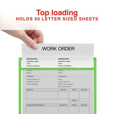 Staples Heavyweight Stitched Job Ticket Holder, 9" x 12", Assorted Colors, 25/Pack (ST63076)