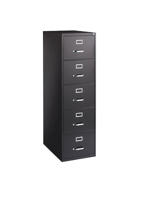 Lorell Fortress Series 5-Drawer Vertical File Cabinet, 18W x 26.5D x 61H, Letter, Black (LLR48501