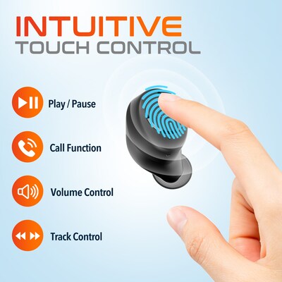 Delton T150 Wireless Active Noise-Canceling Bluetooth Stereo Earbuds with Auto-Pairing USB Dongle, Black (DBHT150)