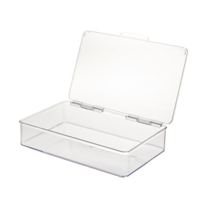 iDESIGN Small Stackable Storage Box with Hinged-Lid, Clear (63030)