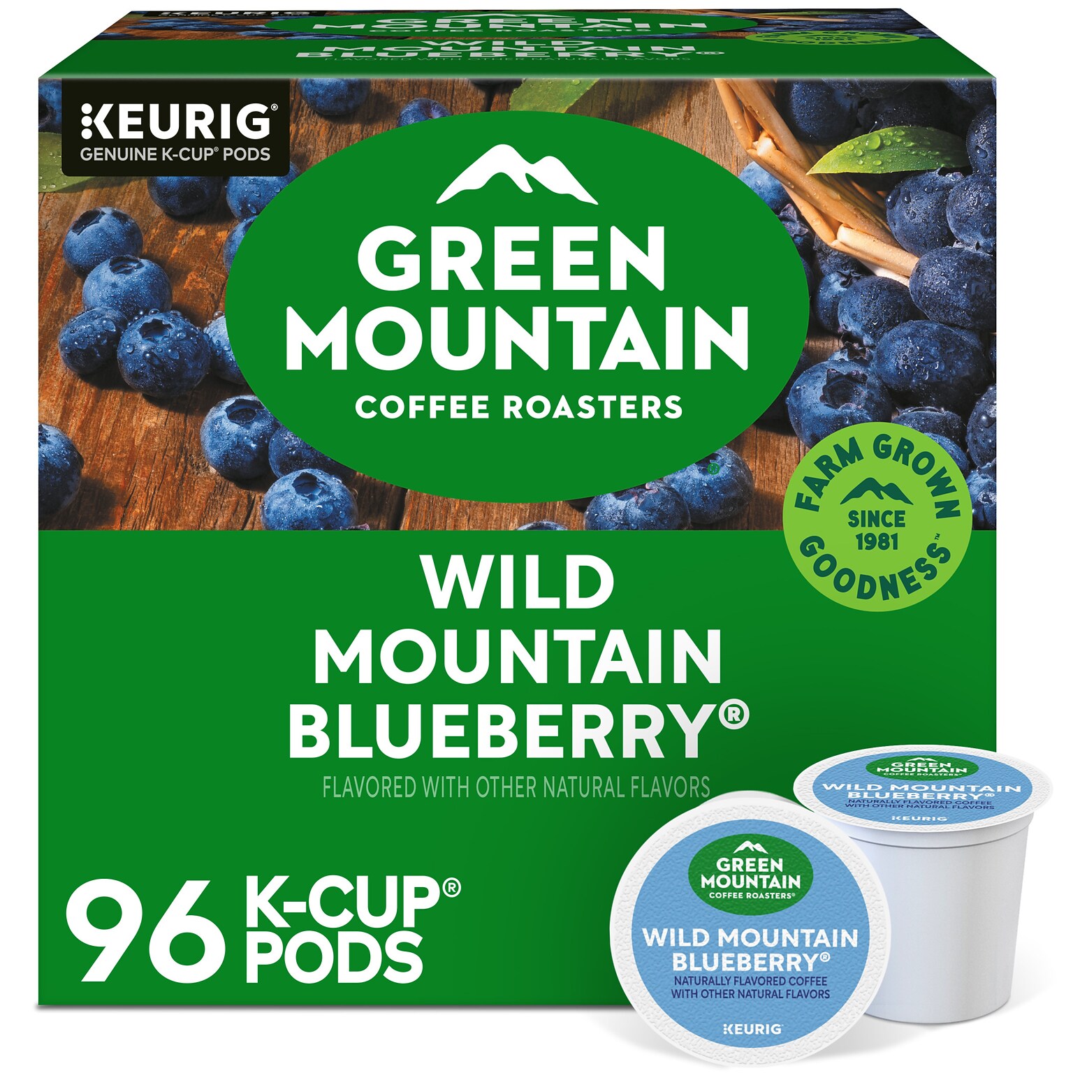 Green Mountain Wild Mountain Blueberry Coffee Keurig® K-Cup® Pods, Light Roast, 96/Carton (67832)