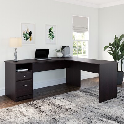 Bush Furniture Cabot 72W L Shaped Computer Desk with Drawers, Espresso Oak (CAB051EPO)