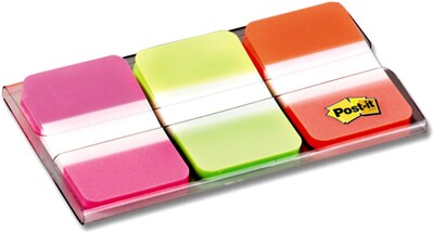 Post-it Tabs, 1" Wide, Solid, Assorted Colors, 66 Tabs,Dispenser (686-PGO)