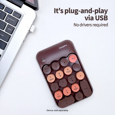 SaharaCase Retro Numeric Keypad Wireless Ergonomic Number Pad, Brown (KB43)