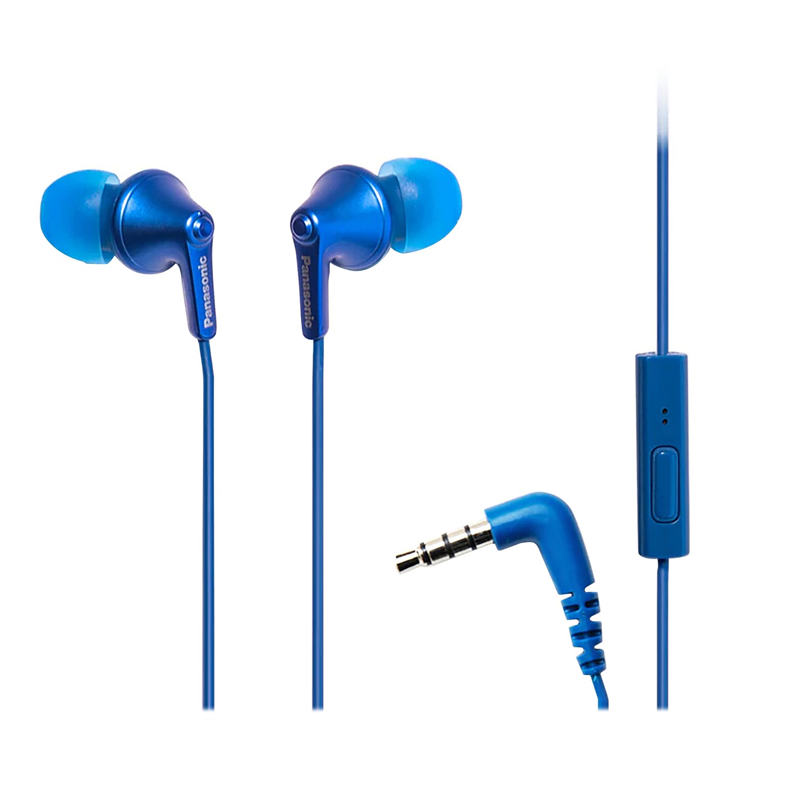 Panasonic ErgoFit Earbuds with Microphone & Neodymium Drivers, Metallic Blue (RP-TCM125)