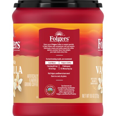 Folgers French Vanilla Ground Coffee, 9.6 oz. (2550098181)