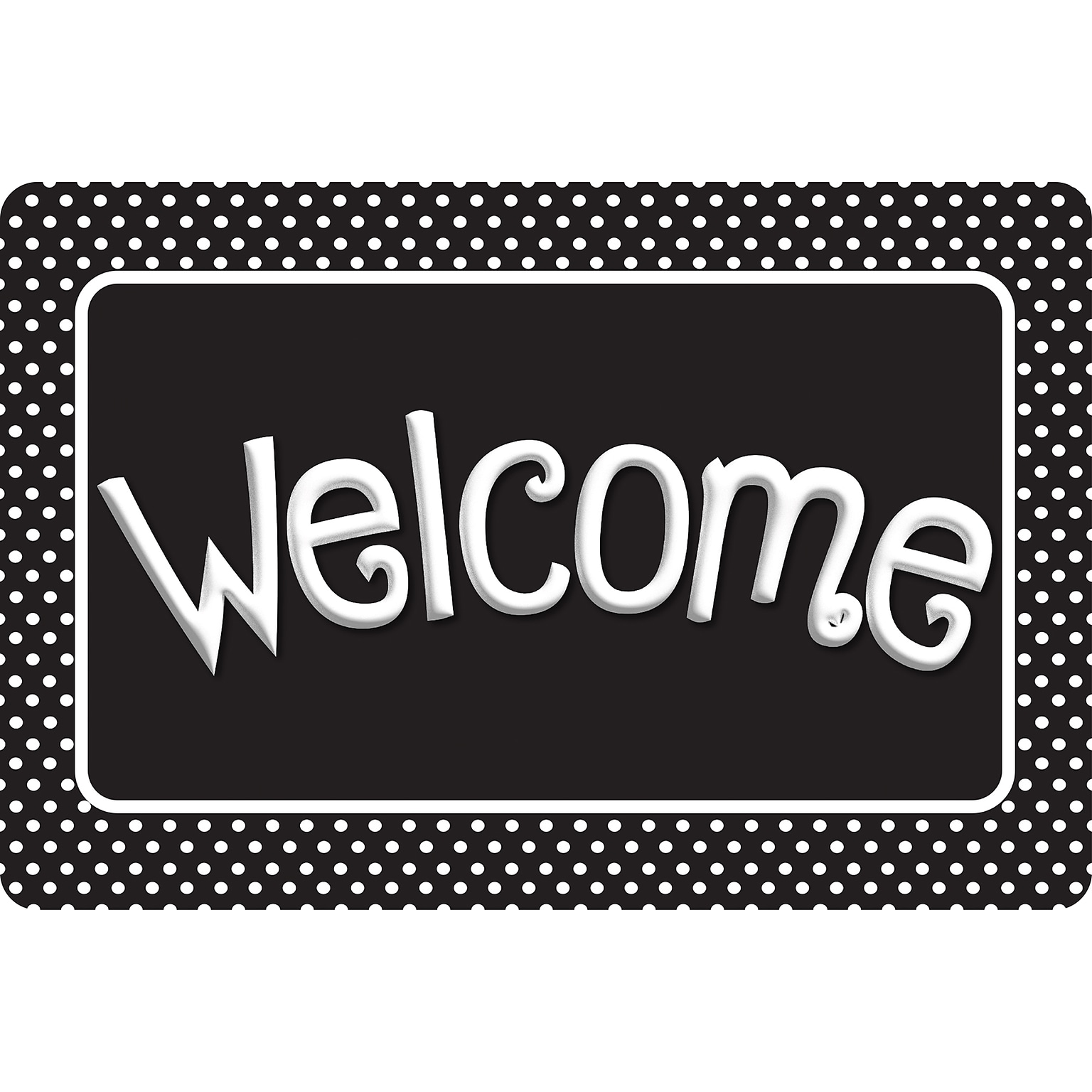 Ashley Productions Smart Poly, The Original Fun Mat, Welcome Mat, 15.5 x 23.5, Black and White Polka Dots (ASH91517)