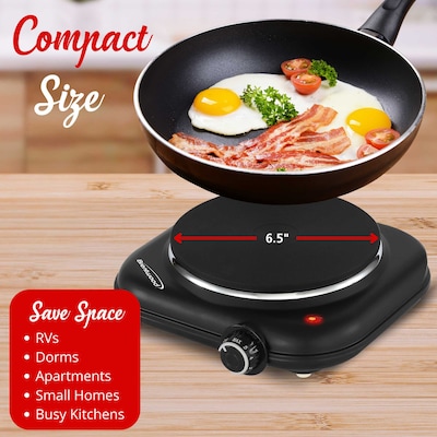 Brentwood 1,100-Watt Cast-Iron Countertop Electric Single Burner, Black (TS-331BK)