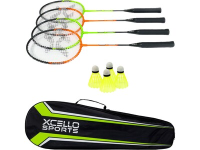 Xcello Sports Badminton Racket Set, Multicolor, 4/Pack (XS-B-RS-1)