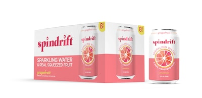 Spindrift Grapefruit Flavored Sparkling  Water, 12 oz., 24 Cans/Carton (0-4108-0003)
