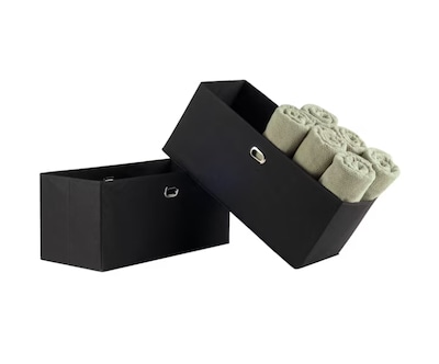 Winsome Torino Folding Fabric Basket with Handles, Black, 2/Set (22222)