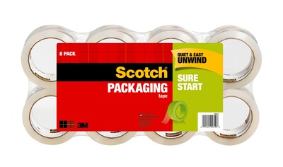 Scotch Sure Start Shipping Packing Tape, 1.88 x 54.6 yds., Clear, 8-Pack (3450-8)
