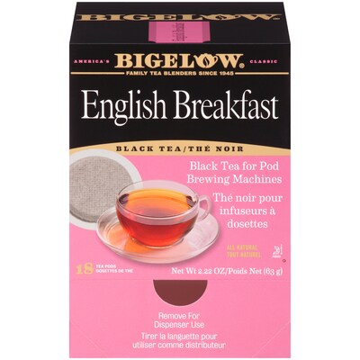 Bigelow English Breakfast Black Tea, Pods, 18/Box (RCB09906)