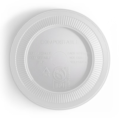 Perk Eco Compostable Straw Slot Cup Lids, 500 Count Bulk Disposable Lids for 12–16 Oz Cold Cups, Clear