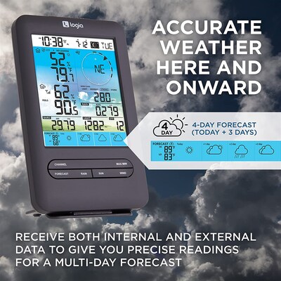 Logia 7-in-1 Wireless Weather Station w/ 4-Day Forecast, Wi-Fi, Solar Cell & Display Console (LOWSC713SWB)