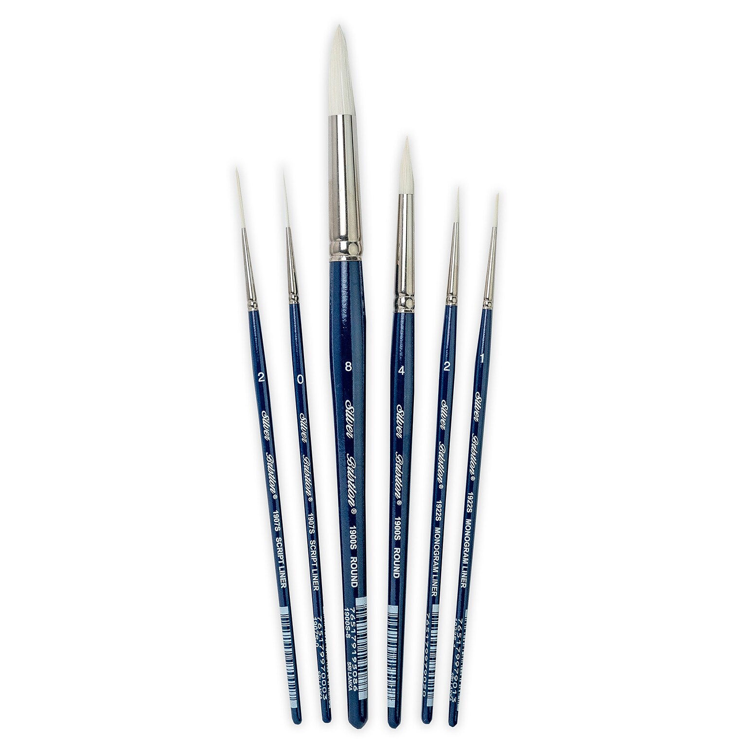 Silver Brush Bristlon Short Handle Liner Brushes, 6/Set (SLVBR1958)