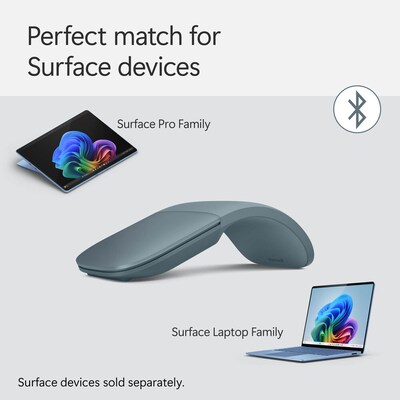 Microsoft Surface Arc Wireless Curved Ambidextrous BlueTrack Mouse, Ocean (EP2-32755)
