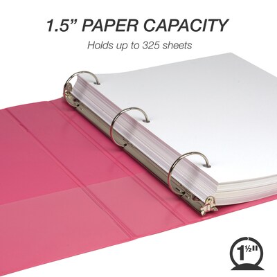 Samsill Earth's Choice Plant-Based 1.5" Durable View Binders, 3-Ring, Made in USA, Assorted Fashion Colors, 4/Pack (MP48659)