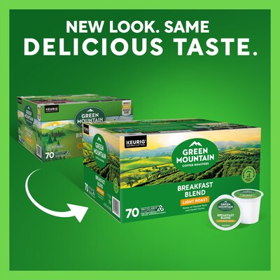 Green Mountain Breakfast Blend Coffee Keurig® K-Cup® Pods, Light Roast, 70/Box (5000373741)